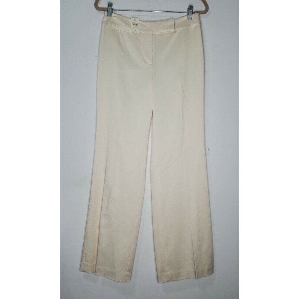 NEW Ann Taylor Size 6 Ivory Wide Leg Trouser Pant Career Wool Blend Bridal